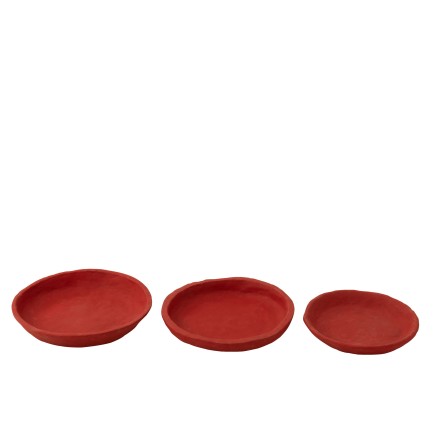 Set de 3 plats en papier rouge D.30-35-40 cm
