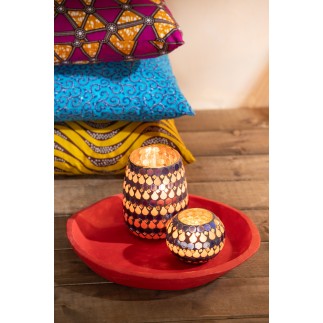 S/3 PLATES PAPER MACHE RED