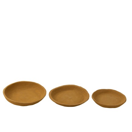 S/3 PLATES PAPER MACHE YELLOW