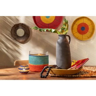Set de 3 plats en papier mâché jaune 30x30x30 cm