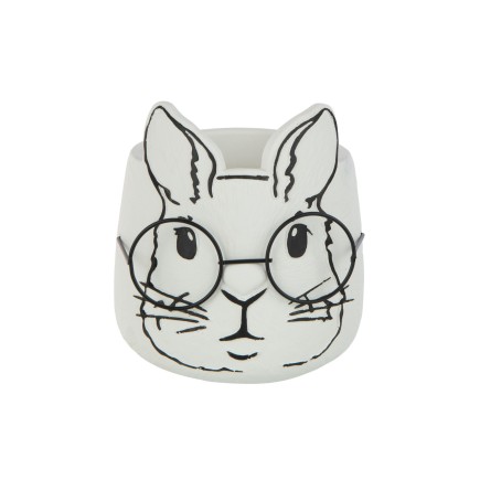 Macetero cerámica blanca conejo 12x12x13,5 cm