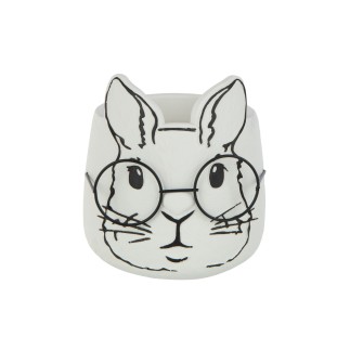 Macetero cerámica blanca conejo 9x9x10 cm
