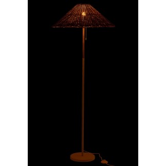 Lampadaire en métal et rotin beige 61x61x154 cm