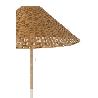 Lámpara de pie de metal y ratán blanco y natural 61x61x154 cm