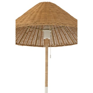 Lámpara de pie de metal y ratán blanco y natural 61x61x154 cm