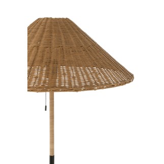 Lámpara de pie de metal y ratán negro y natural 61x61x154 cm