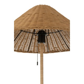 Lámpara de pie de metal y ratán negro y natural 61x61x154 cm