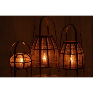 Lanterne sur pied en bambou marron 38.5x38.5x70 cm