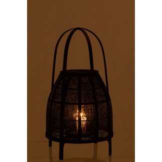 Lanterne sur pied en bambou noir 34.5x34.5x60 cm