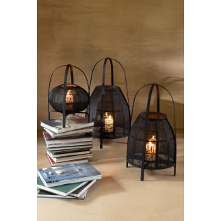 Lanterne sur pied en bambou noir 34.5x34.5x60 cm