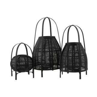 Lanterna in bambù nero 38,5x38,5x70 cm