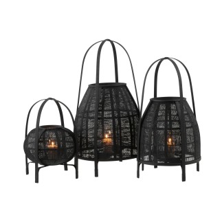 Lanterna in bambù nero 38,5x38,5x70 cm