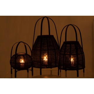 Lanterna in bambù nero 38,5x38,5x70 cm