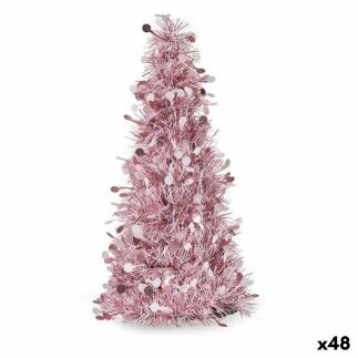Árbol de Navidad 31 cm Blanco Rosa Plateado Polipropileno PET 18 x 31 x 18 cm (48 Unidades)