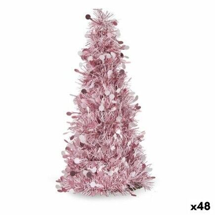 Árbol de Navidad 31 cm Blanco Rosa Plateado Polipropileno PET 18 x 31 x 18 cm (48 Unidades)