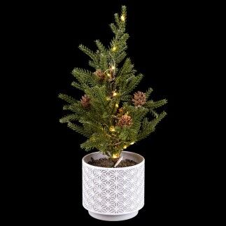 Sapin de Noël Blanc Vert Polyéthylène 16 x 12 x 37 cm