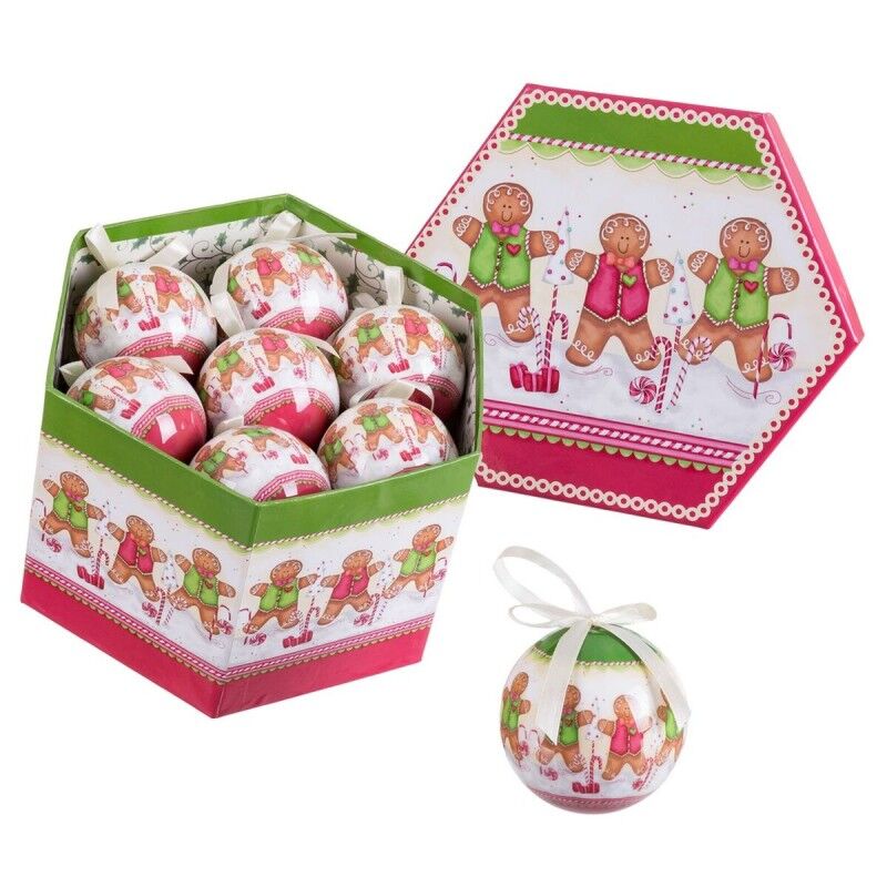 Palle di Natale Multicolore Polyfoam Ø 7,5 cm Omino di pan di zenzero (14 Unità)
