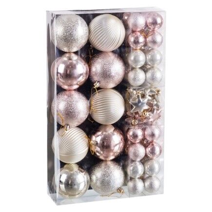 Bolas de Navidad Rosa Plástico (50 Unidades)