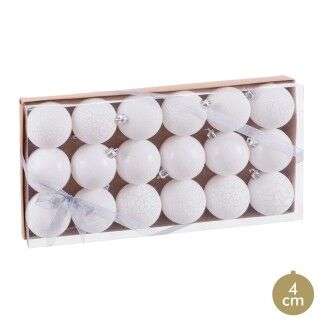 Bolas de Navidad Blanco Plástico Ø 5 cm (18 Unidades)