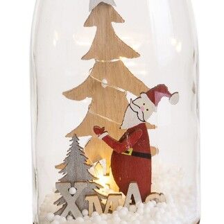 Decorazione Natalizia Multicolore Babbo Natale Bottiglia 8,3 x 8,3 x 28,5 cm