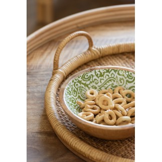 S/3 TRAY OVAL RATTAN/MET NAT