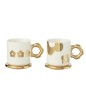 Conjunto de 2 chávenas de cerâmica branca e dourada 13,3 x 9,5 x 9,4 cm Conjunto de 2 chávenas de cerâmica branca e dourada 13,3 x 9,5 x 9,4 cm