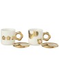 Conjunto de 2 chávenas de cerâmica branca e dourada 13,3 x 9,5 x 9,4 cm Conjunto de 2 chávenas de cerâmica branca e dourada 13,3 x 9,5 x 9,4 cm