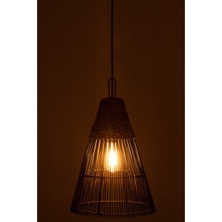 Abat-jour conique en rotin noir 31.5x31.5x42 cm