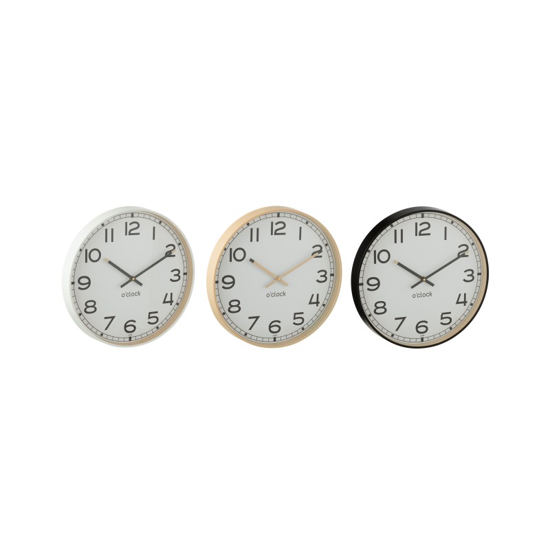 Horloge murale en plastique multicolore 30x30x4 cm (Lot de 3) Horloge murale en plastique multicolore 30x30x4 cm (Lot de 3)