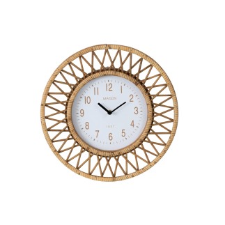 Relógio de parede em rattan natural 40x2,5x40 cm