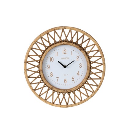 Relógio de parede em rattan natural 40x2,5x40 cm