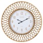 Relógio de parede em rattan contraplacado natural branco 61,5 x 2,5 x 61,5 cm Relógio de parede em rattan contraplacado natural branco 61,5 x 2,5 x 61,5 cm