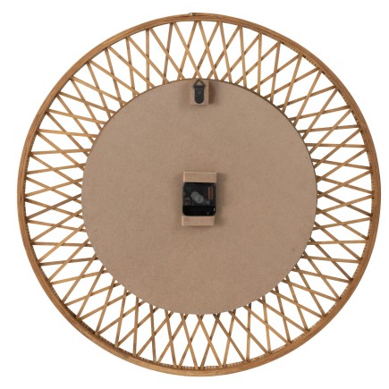 Relógio de parede em rattan contraplacado natural branco 61,5 x 2,5 x 61,5 cm