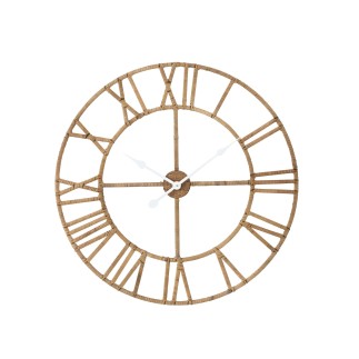Relógio de parede em rattan natural 70x70x4 cm