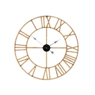 Relógio de parede em rattan natural 70x70x4 cm