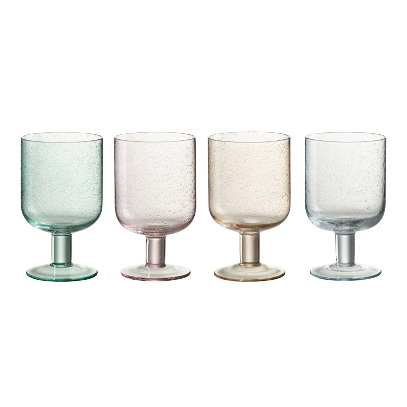 Conjunto de 4 copos de vinho em vidro multicolorido 8x8x14 cm