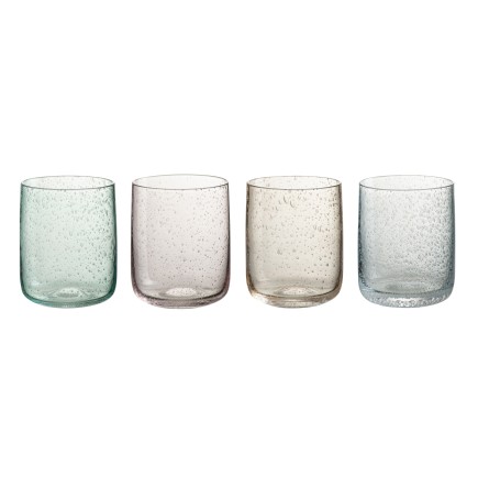 Lot de 4 verres à eau en verre multicouleur 7x7x10 cm