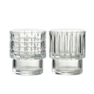 Verre à whisky en verre transparent 9x9x10 cm (Lot de 2)