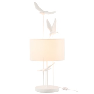 Lampe oiseaux en polyrésine blanc 30.5x30.5x79 cm