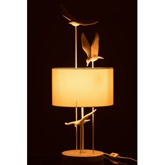 Lampe oiseaux en polyrésine blanc 30.5x30.5x79 cm