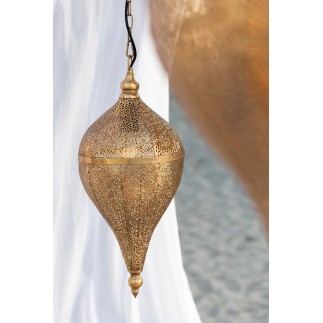 Lampe suspendue goutte en métal doré 23x23x53 cm