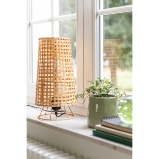 Candeeiro de mesa em rattan natural 20x20x36 cm