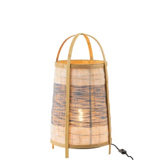 Lampe à poser en bambou bleu 32x32x60 cm