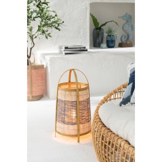 Lampe à poser en bambou bleu 32x32x60 cm