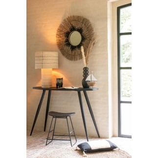 Lampe pointilles en roseau beige 38x38x60 cm