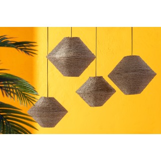 Lampe suspendue en raphia beige 40x40x32 cm