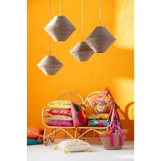 Lampe suspendue en raphia beige 40x40x32 cm