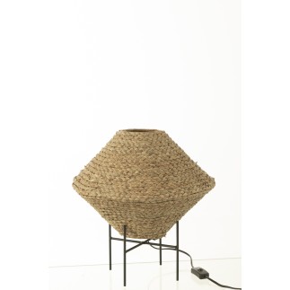 Lámpara de techo platillo de junco de mar natural 40x40x32 cm