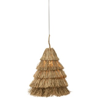 Lampe suspendue en jonc de mer beige 42x42x50 cm