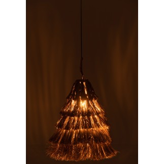 Lampe suspendue en jonc de mer beige 42x42x50 cm